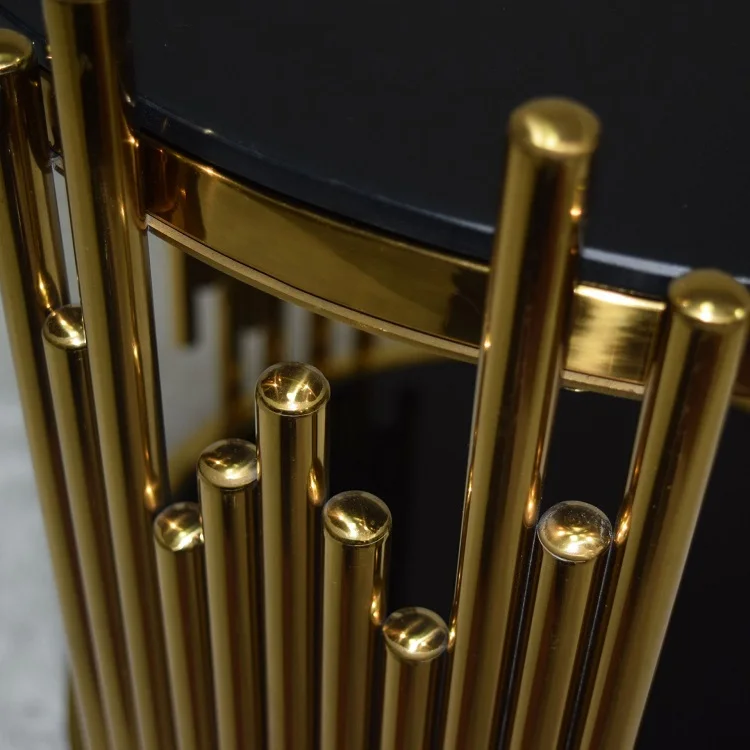 Modern Living Room Hotel Home Sofa End Small Table Luxury Gold-plated Stainless Steel Tempered Glass Side Table Furniture