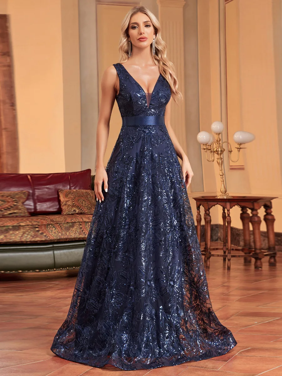 

Sexy Deep V Long Dr Bal Slim Fit Fi Tail Evening Gown for Women New Arrival 2024 Spring Low Waist Synthetic Fiber