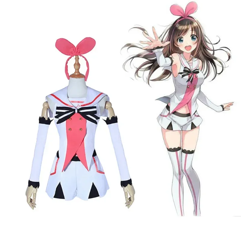 New Kizuna AI Virtual Cosplay Youtuber AIChannel Kizuna AI Cosplay Costume Super AI Cosplay Full Sailor Jacket Shorts Skirt