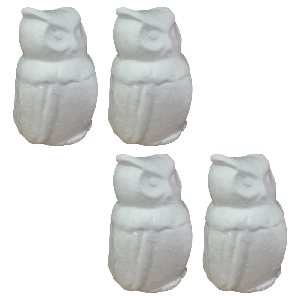 4Pcs White Embryo Owl Crafts DIY Home Desktop Decorations for Children Handmade Art Projects Safe Lightweight Material
