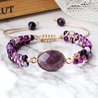 Natural Purple Agates Stone Beads Bracelets Bangles For Women Men Femmel Homme 4mm Purple gem stone bracelets Girls Jewelry gift