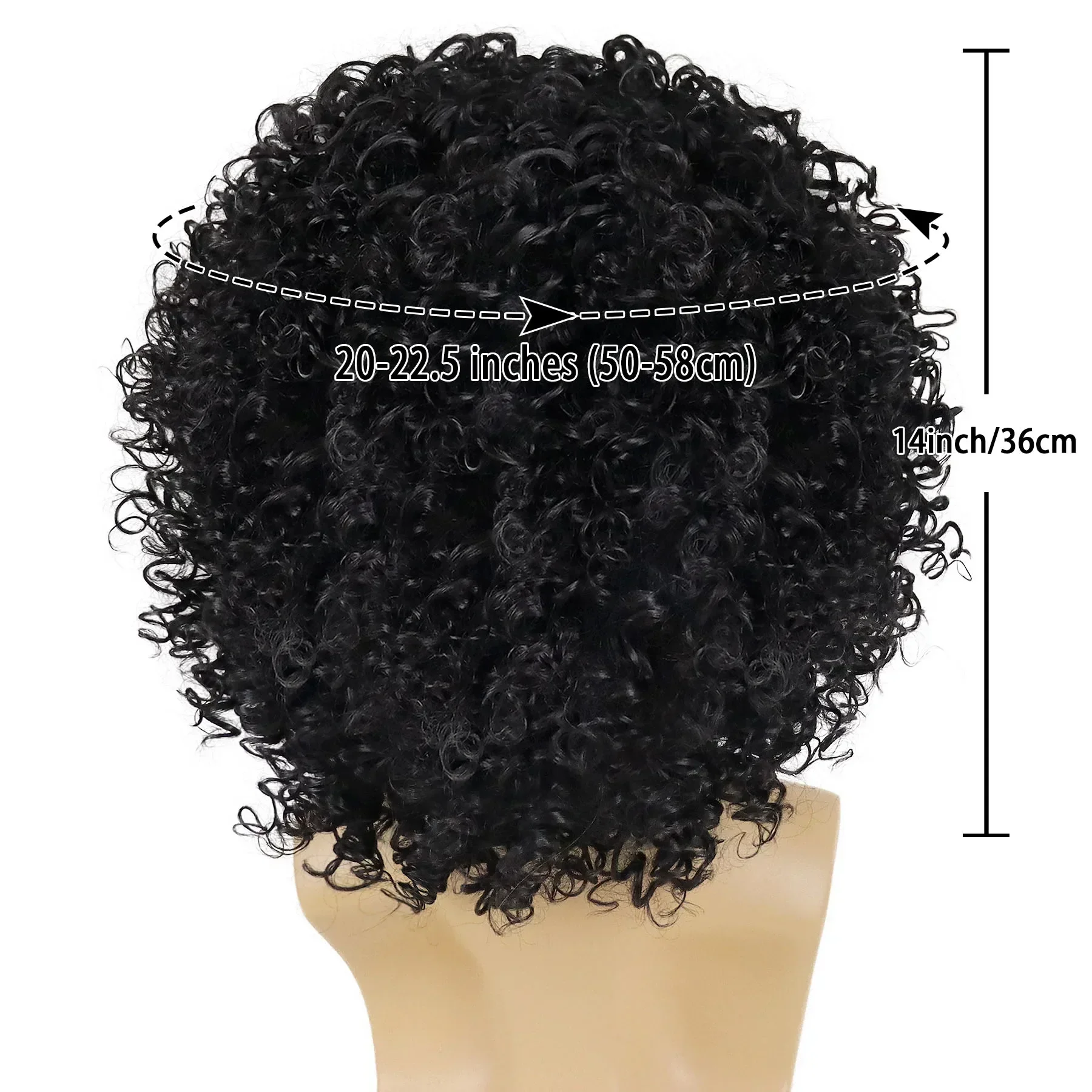 GNIMEGIL Synthetic Short Black Fluffy Disco Afro Wigs Anime Cosplay Fancy Funny Wigs Unisex Men Women Wig 1970s Jerry Curl Wig