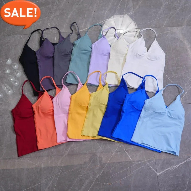 

New Color High Quality New Women's Neck Long Yoga Vest Sling Halter Spice Girl Sports Fitness Neck Long Sling Vest