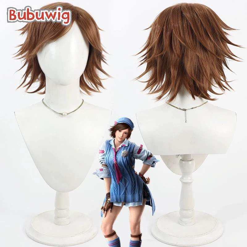 

Bubuwig Synthetic Hair Asuka Kazama Cosplay Wigs Tekken 8 Asuka Kazama Halloween 30cm Short Straight Brown Wig Heat Resistant
