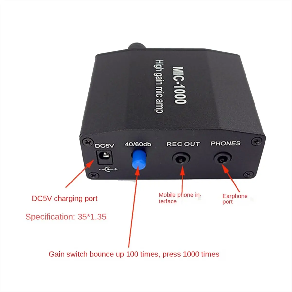MIC-1000 Microphone Audio Amplifier Gain 1000 Times Amplification Stereo Audio Signal Pre-Amplifier Board