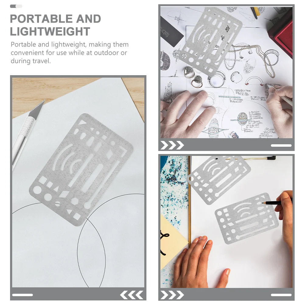 6 Pcs Erasers Stainless Steel Wipe Pictures Engineering Tools Letter Shield Drawing Drafting Erasing Template for Crafts