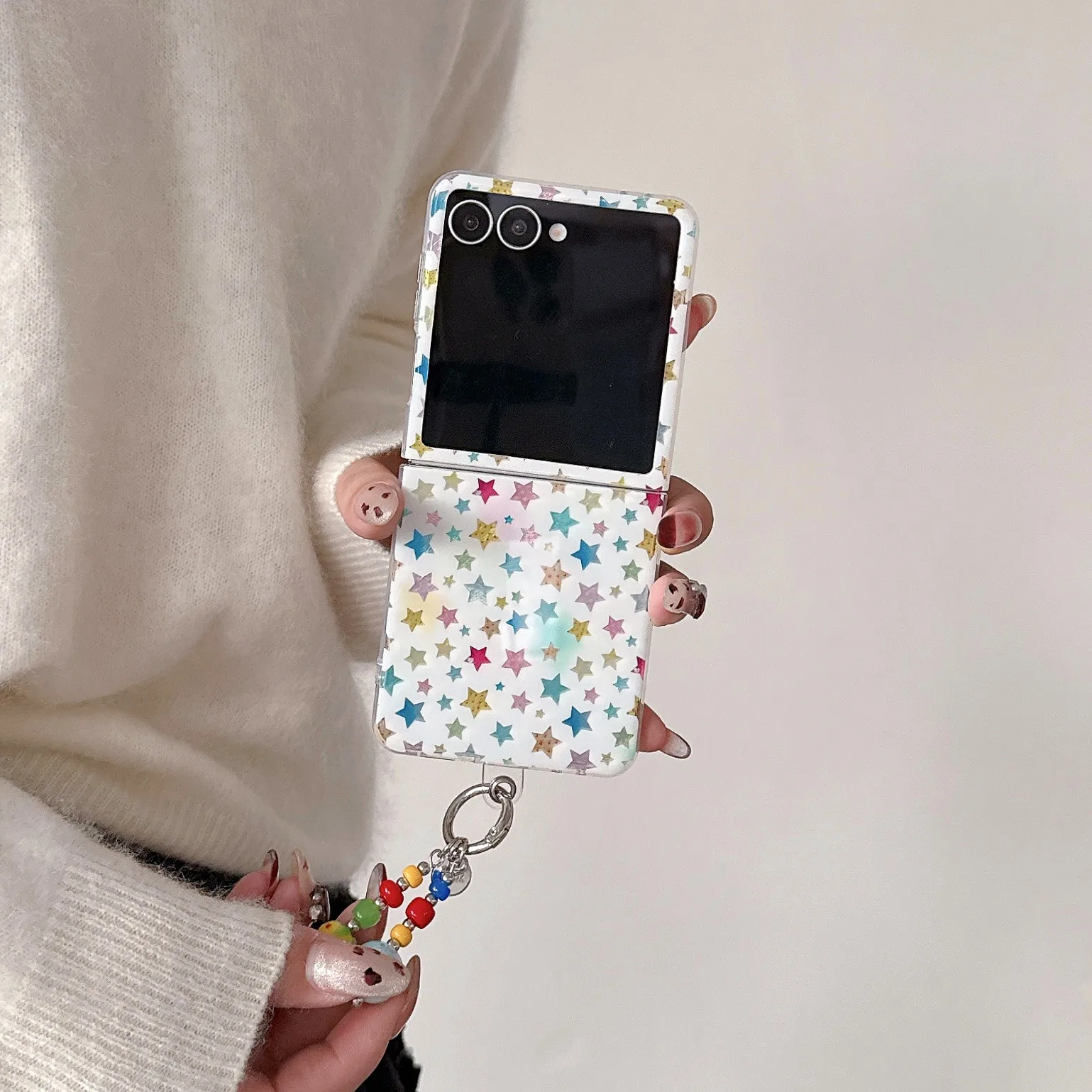 الغطاء الخلفي لهاتف سامسونج جالاكسي Z Flip 7 6 5 4 حافظة ملونة على شكل نجمة سلسلة هاتف صلبة مقاومة للصدمات #3