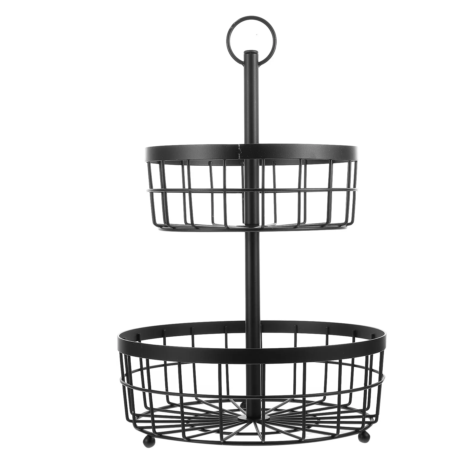 

2-Tier Metal Fruit Basket No Peculiar Smell Design Large Capacity for Fruits Vegetables Snacks Home Kitchen Use