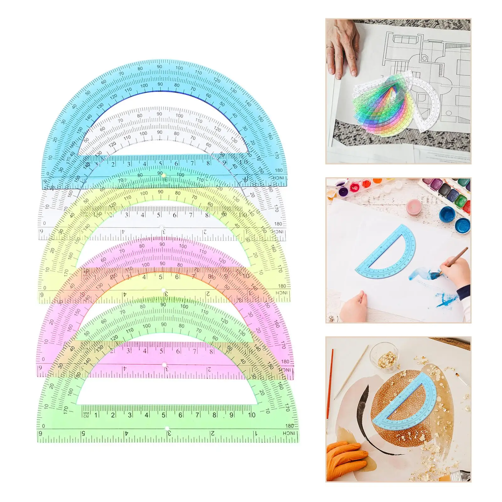 12 Pcs Protractor Engineer High School Supplies Compass Compasses Student Black Math Plastic Angle Finder