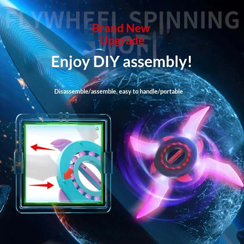 Lichtgevende Ninja Star Fidget Spinner Kleurrijke LED-verlichting Schakelbaar Langdurig Gemakkelijk te spelen Draaiend speelgoed Jongens Kinderen Verjaardagscadeau