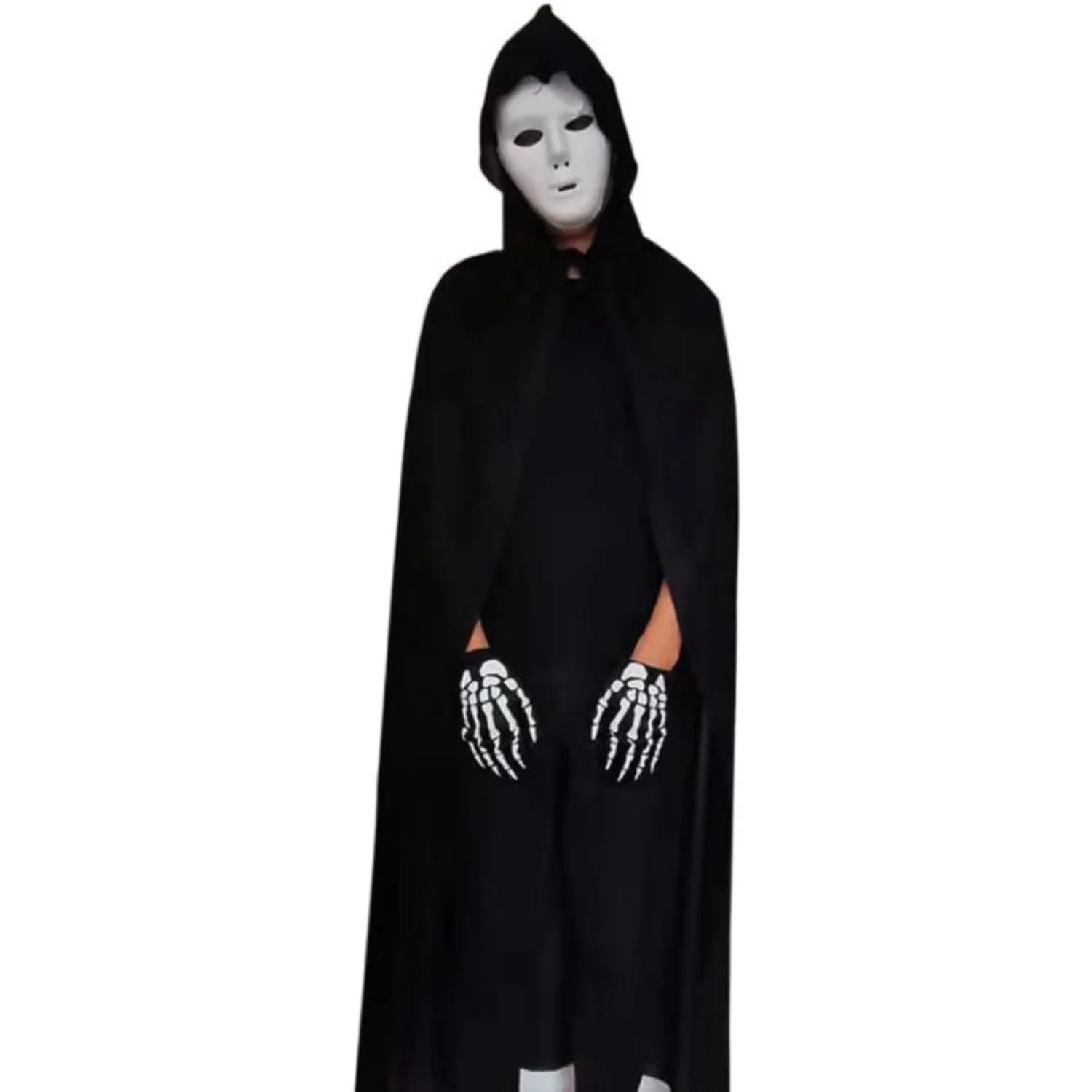 5pcs/set Halloween Grim Reaper Cloak Set, Black Death Cape Costume Reaphook Cosplay Party Dress Up Props