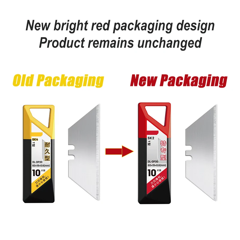 Cuchillas de cuchillo de utilidad SK4, cuchillas de corte de caja de acero con caja de plástico, cuchillas estándar para reemplazo de cuchillos de utilidad, 10 Uds.