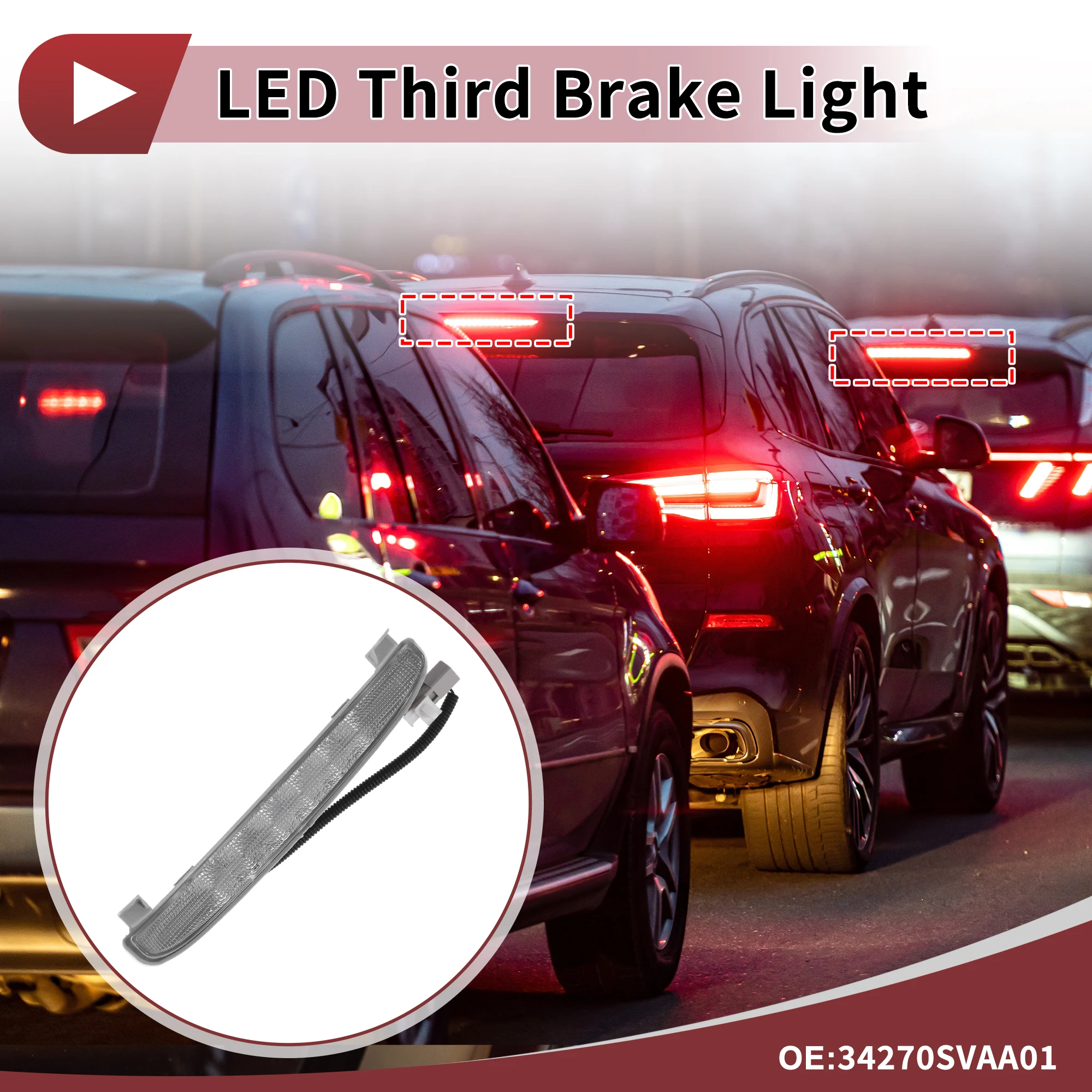 UXCELL White LED Third Brake Light for Honda Civic EX 2 Door Coupe No.34270SVAA01