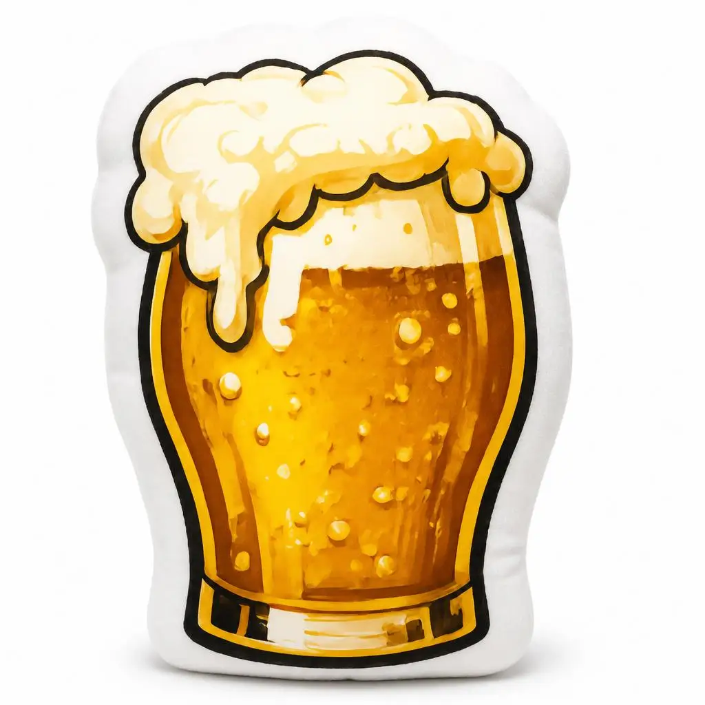 Beer Glass Foam Bubbles Drink Drunk Music Bar Restaurant Plush Pillow Cushion Funny Stuffed Throw Pillow Home Decor Gift Sofa