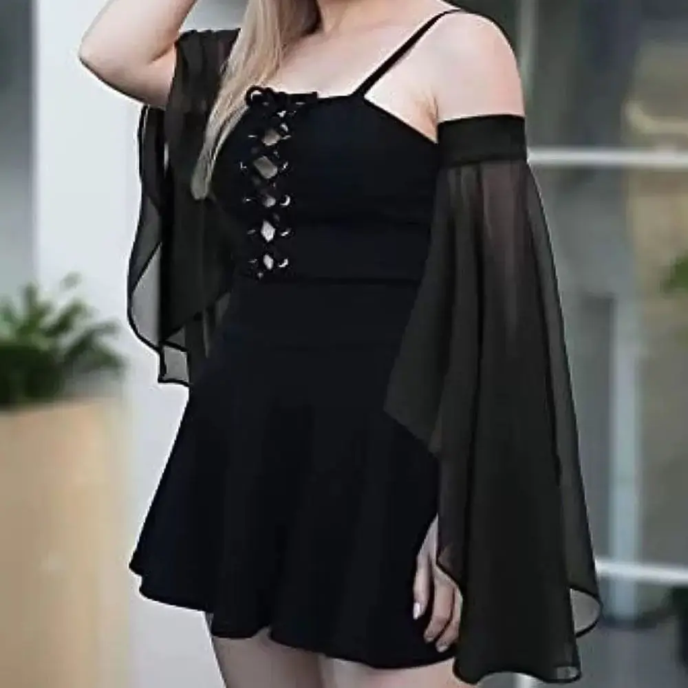 1 Paio di Maniche Lunghe Staccabili in Tulle per Donne, Sottili e Traspiranti, con Polsini in Chiffon e Lacci Regolabili, Protezione Solare