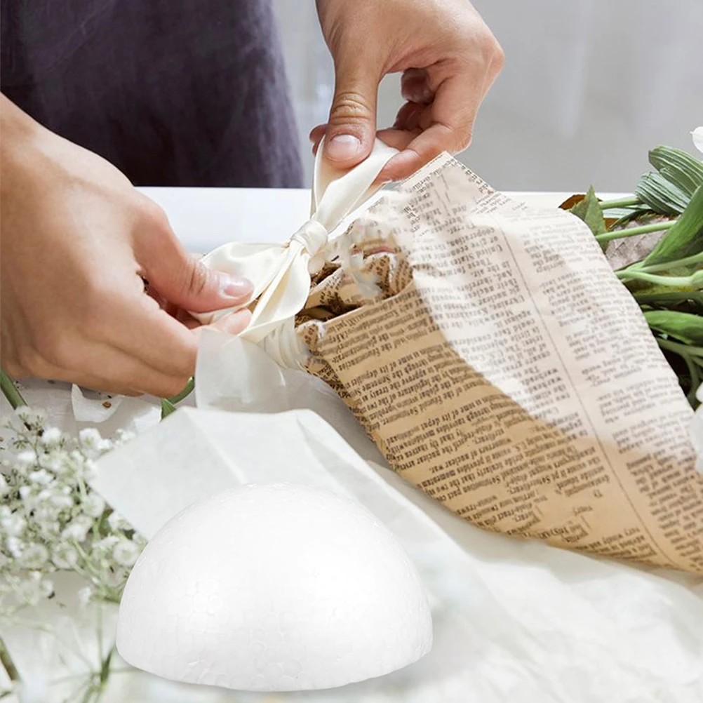 

20pcs Foam Bouquet Balls Floral Arrangement Supplies Wedding Crafting Half Sphere White Polystyrene Ball Decor Centerpiece Diy