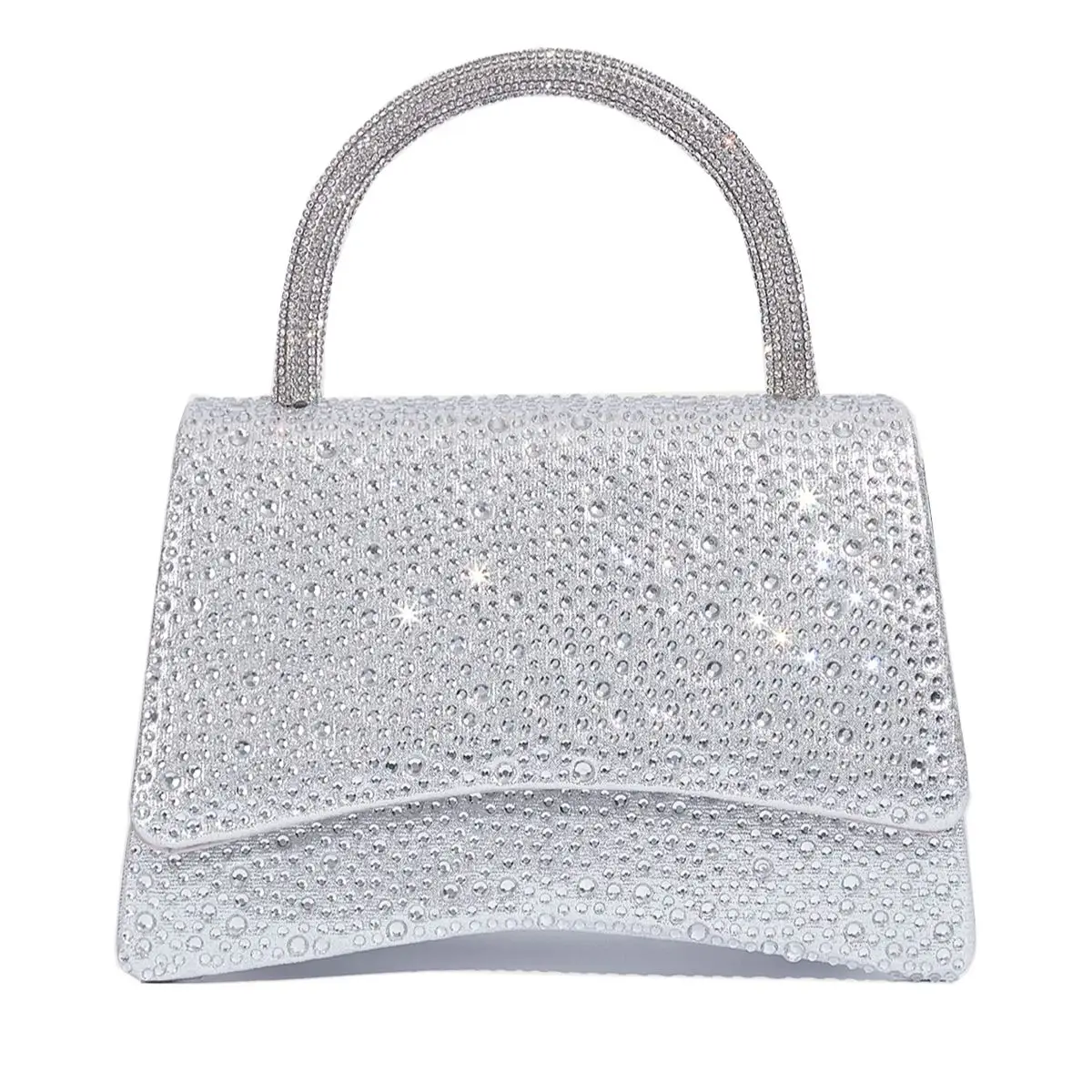 Evening Bag Rhinestone Bag Party Prom Silver Bag Fashion Shiny Handbag Black Women's Purse All-matching Chain Bag