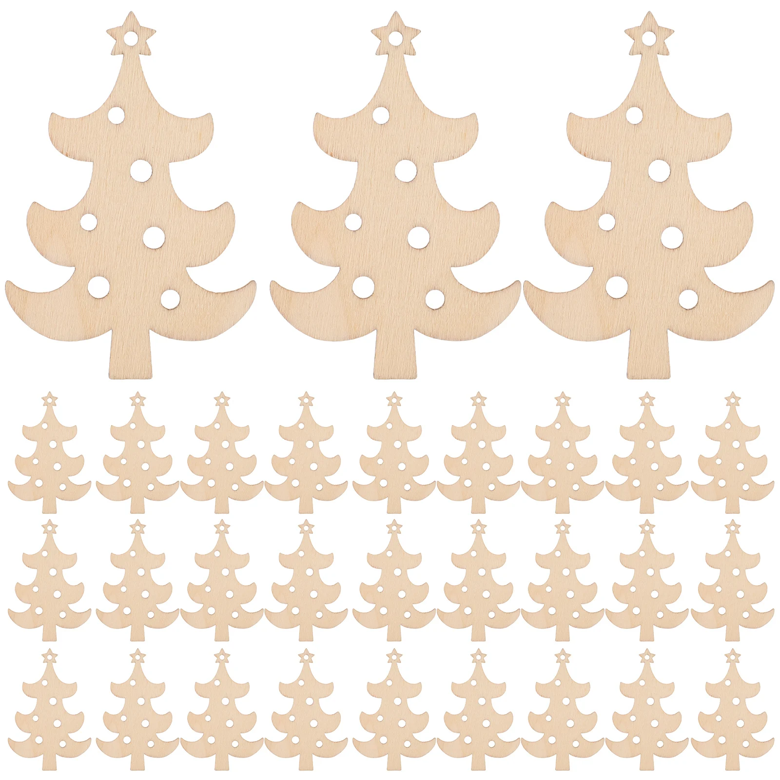 

40 Pcs Christmas Tree Pendant DIY Craft Wooden Cutouts Paper Painting Ornament Slices