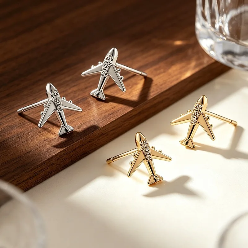 New Fashion Aircraft Modeling 925 Sterling Silver Jewelry Compact Exquisite Temperament Earrings 31063
