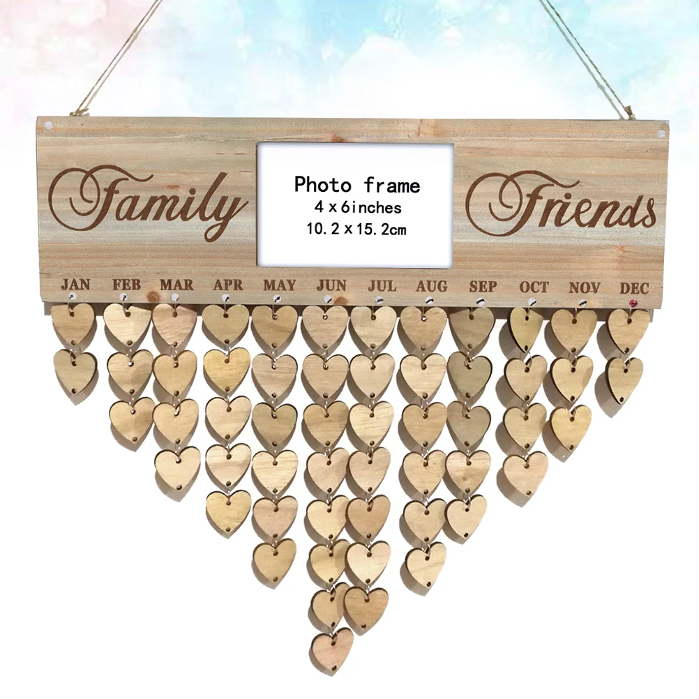 

Wooden Photo Frame Message Board Wall Calendar Family Celebration Friends Magnetic Birthday Reminder Hanging Office
