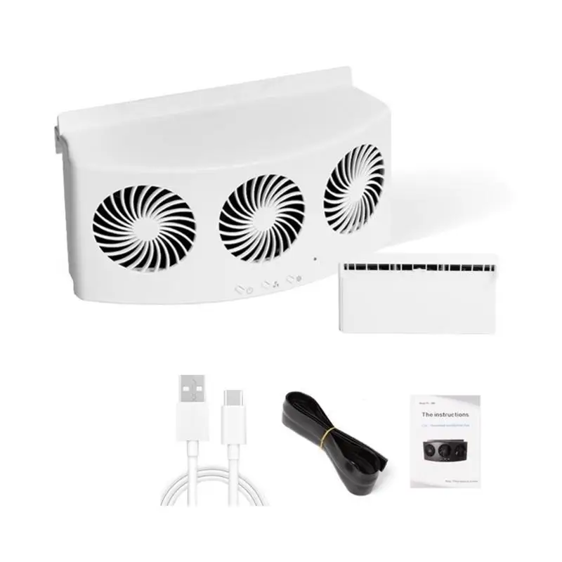 Car Exhaust Fan USB Rechargeable/Solar Circulation Cooling and Heat Dissipation 3 Head Ventilation Fan