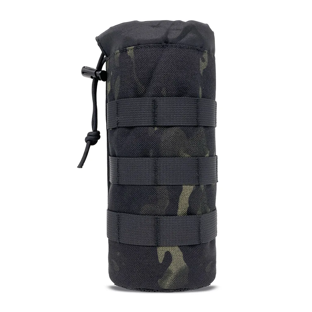 Tactical Molle Water Bottle Bag Outdoor Camo Hunting Camping Hiking Drawstring Holder Multifunction Bottle Storage Pouch Pocket
