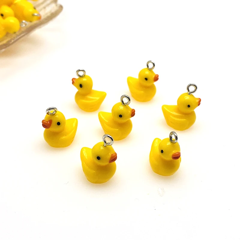 10/30/50/100 قطعة بالجملة صغيرة بطة صفراء الراتنج السحر السائبة لطيف الحيوان المعلقات ل القرط Diy بها بنفسك صنع المجوهرات