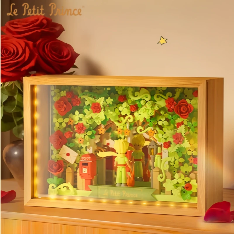Mały Książę i Róża Abysy Lustrzane Klocki do Składania Ramki na Zdjęcia Zabawki na Biurko Ozdoby Prezenty Urodzinowe