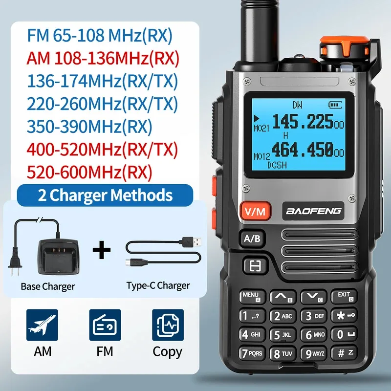 Baofeng UV-K61 Long Range Walkie Talkie Wireless Copy Frequency Type-C Charger UHF VHF DTMF FM NOAA UV-5R Upgraded UV-K6 Radio