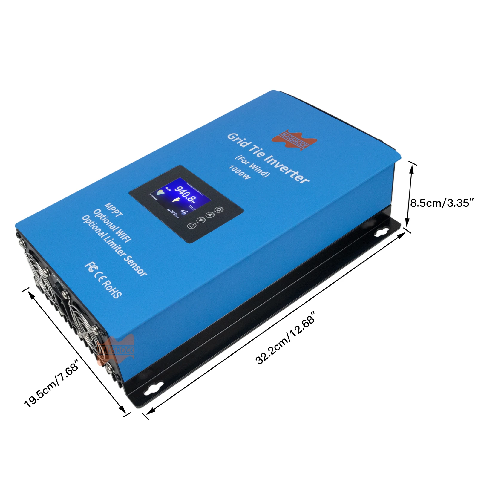 1000W Wind Power Grid Tie Inverter With 3M Limiter Sensor MPPT RS485 110V 220VAC For 24V 48V AC Wind Turbine Generator