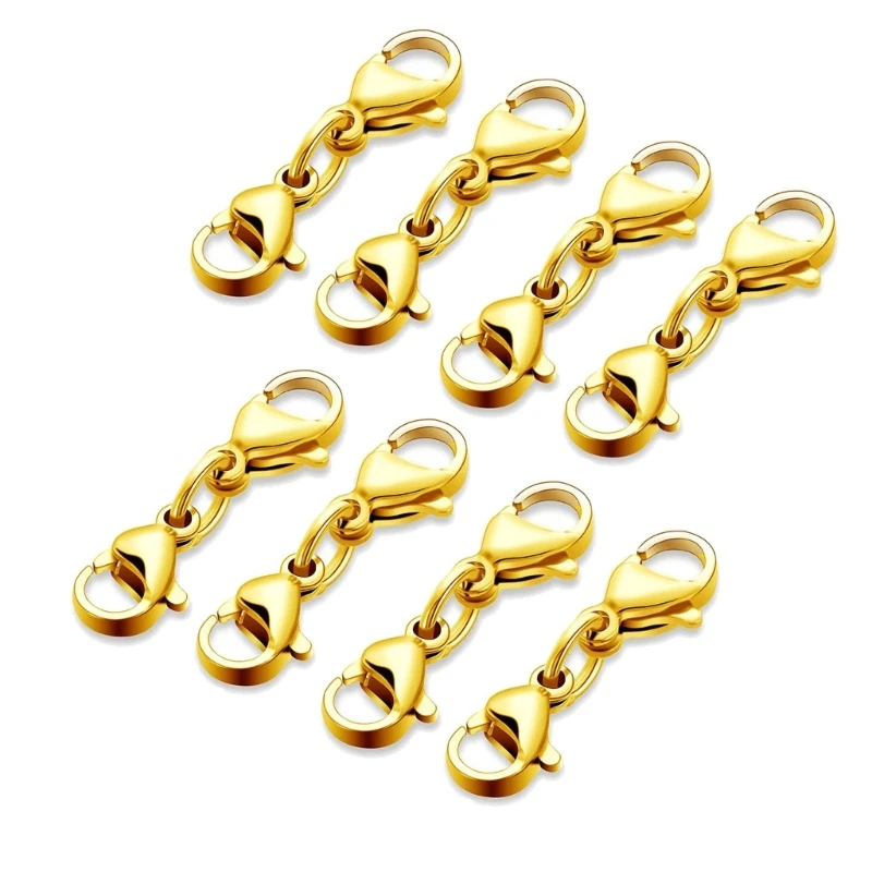 8Pcs Double End Lobster Clasp Necklace Shortener Clasp Bracelet Extension Clasp Chain Extender Double Claw Connector