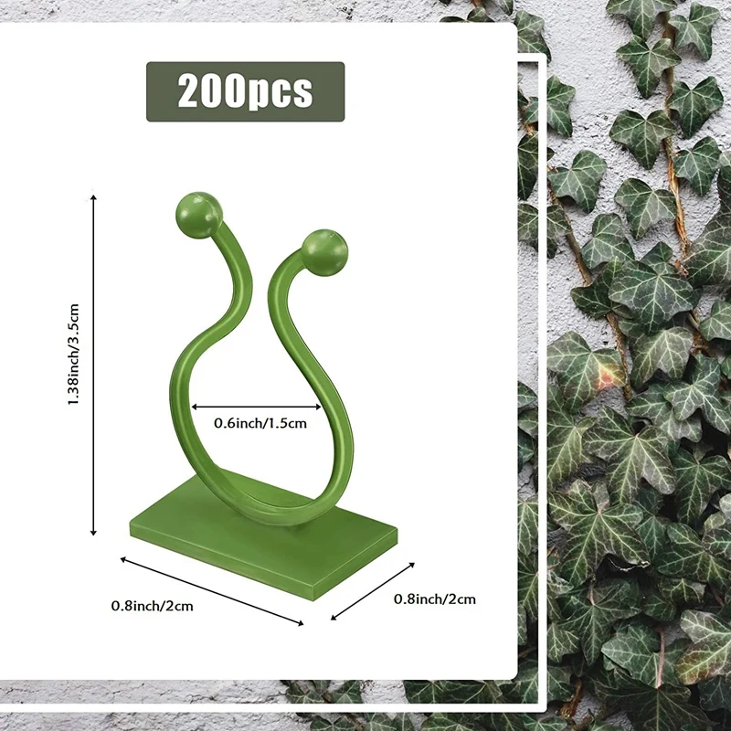 200 قطعة من مشابك تثبيت الحائط لتسلق النباتات، خطافات ذاتية اللصق لتثبيت نباتات كرمة الجدار غير المرئية