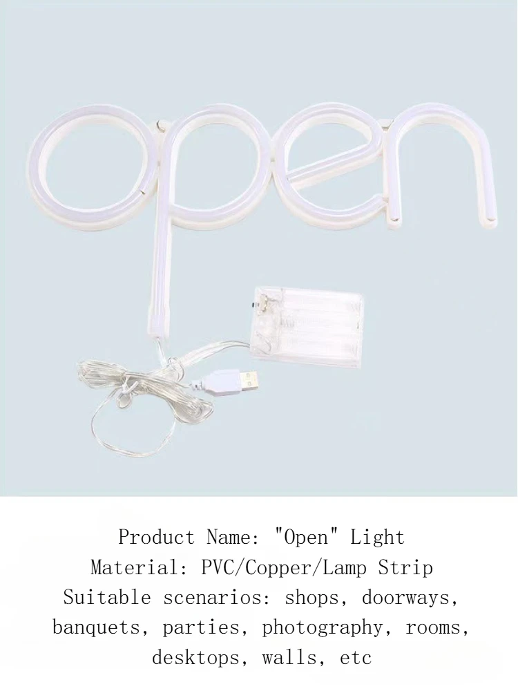 Open Letter RGB Atmosphere Light LED Neon Decoration Lights Desktop Wall Shape Lighting Night Light Holiday Ornament Lamp