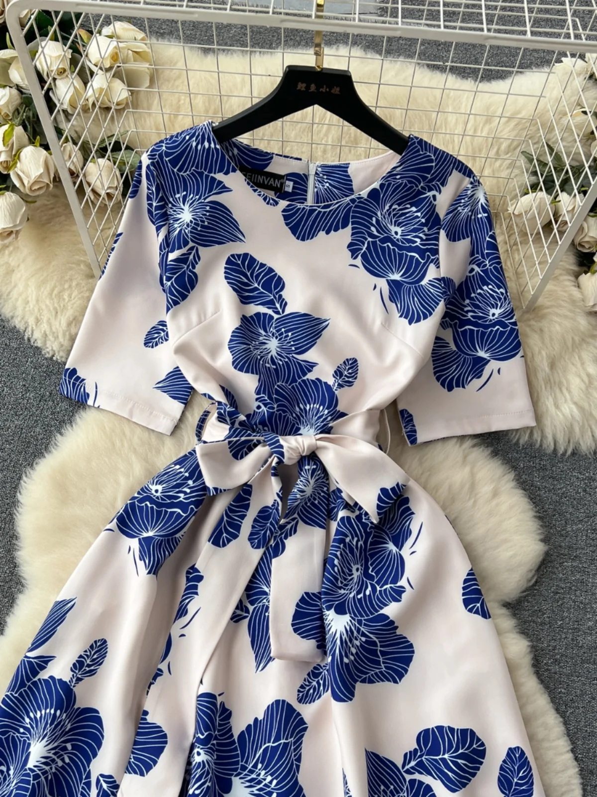 กระโปรงทรงเอ สไตล์เกาหลี ลายพิมพ์ สปริง รุ่นใหม่ สไตล์เรโทร ทรงกลม ดีไซน์เก๋ คาดเข็มขัด ช่วยให้เอวดูเล็กลง กระโปรงยาวทรงเอ เอวสูง