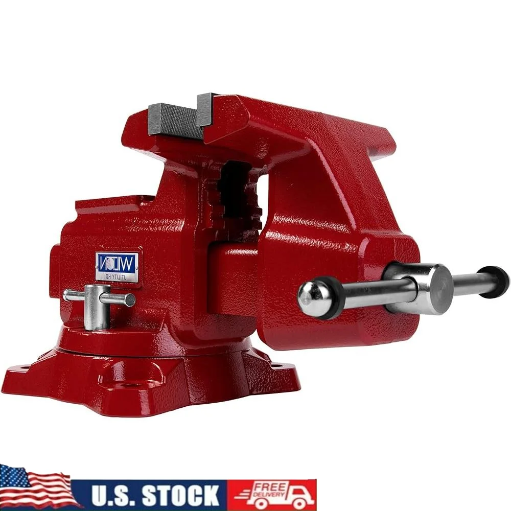 Utility HD Bench Vise 8 Inch Jaw Width 4500 Pound Throat Depth Ductile Iron Construction Heavy Duty Durable Secure Grip