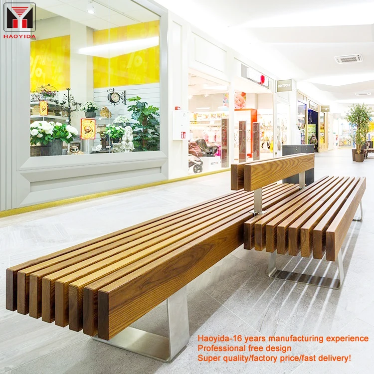 Factory Customized Street Park Bench shopping mall reclaimed wood bench Outdoor Park 3 seater long Leisure Garden Bench Chair