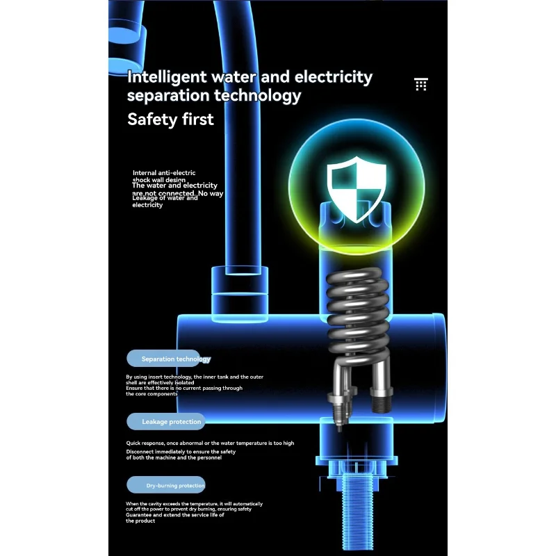 

CKFAM-Water Faucet Tankless Electric Hot Water Heater Rotatable Bathroom Kitchen Heating Tap Faucet With LED Digital Display EU