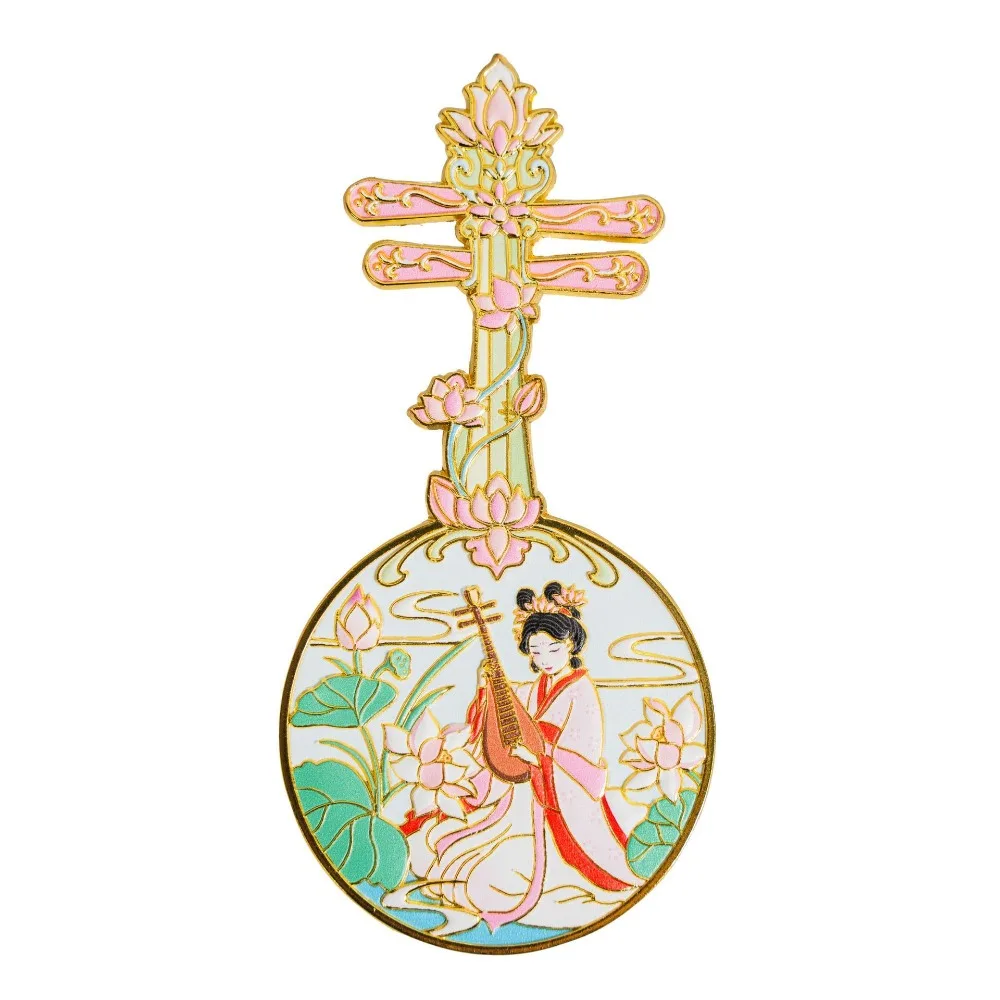 Exquisiter tragbarer Hand-Make-up-Spiegel, runder kultureller kreativer Spiegel aus Metall mit Griff, Spiegel im antiken Stil, Damenspiegel