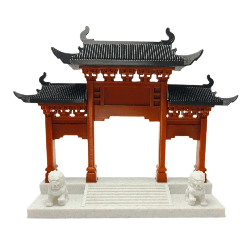 Chinese Memorial Archway Statue Ancient Building Model Japanese Pavilion Decoration Miniature Rockery Aquarium Bonsai Ornament