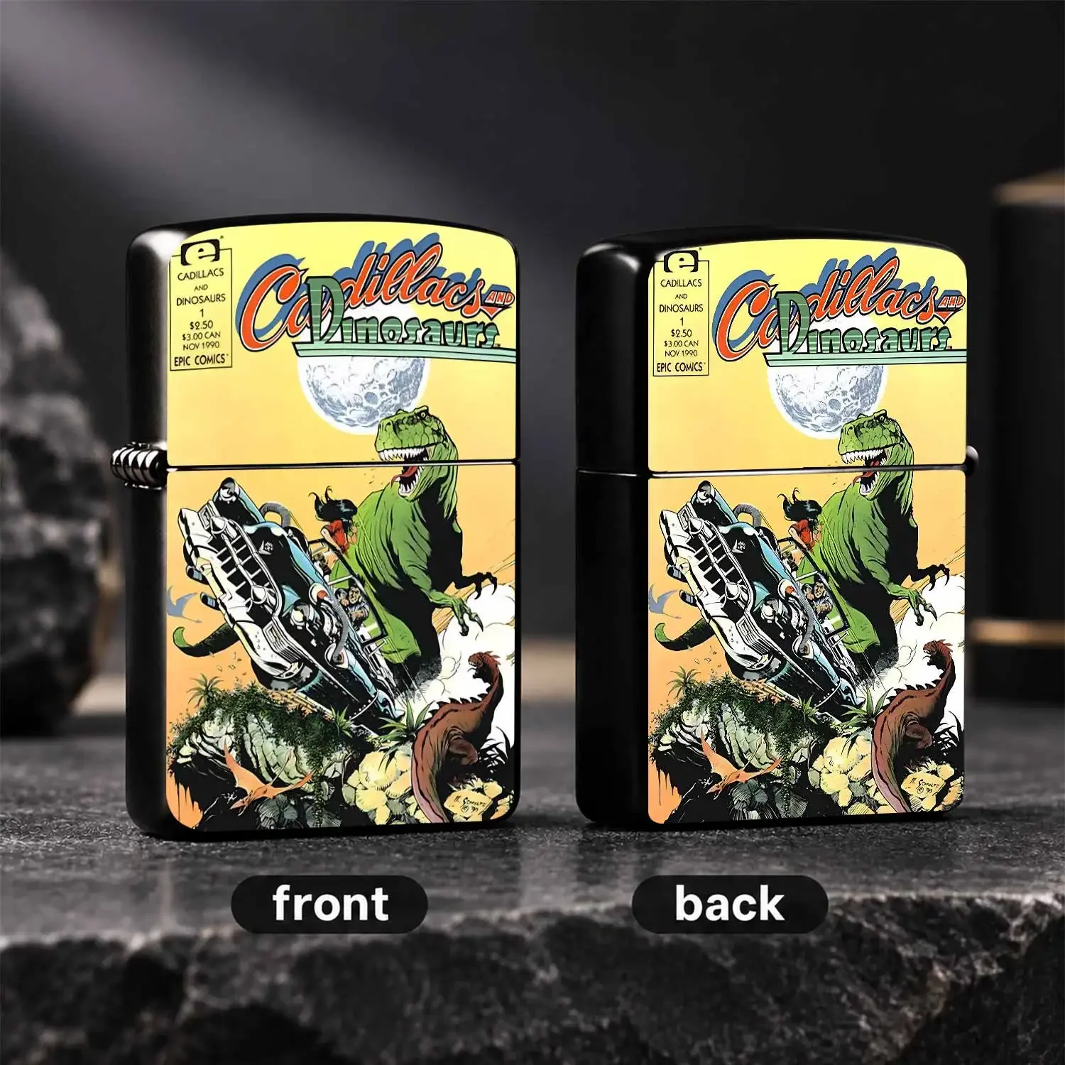Vintage Comic Cadillacs And Dinosaurs Themed Lighter, Classic 1990S American Comic Cover Print Trendy Portable Item, Suitable For Daily Trips, Outdoor Activities, Collection, Gifting And All Scenarios, Unique Fun Nostalgic Souvenir For Comi