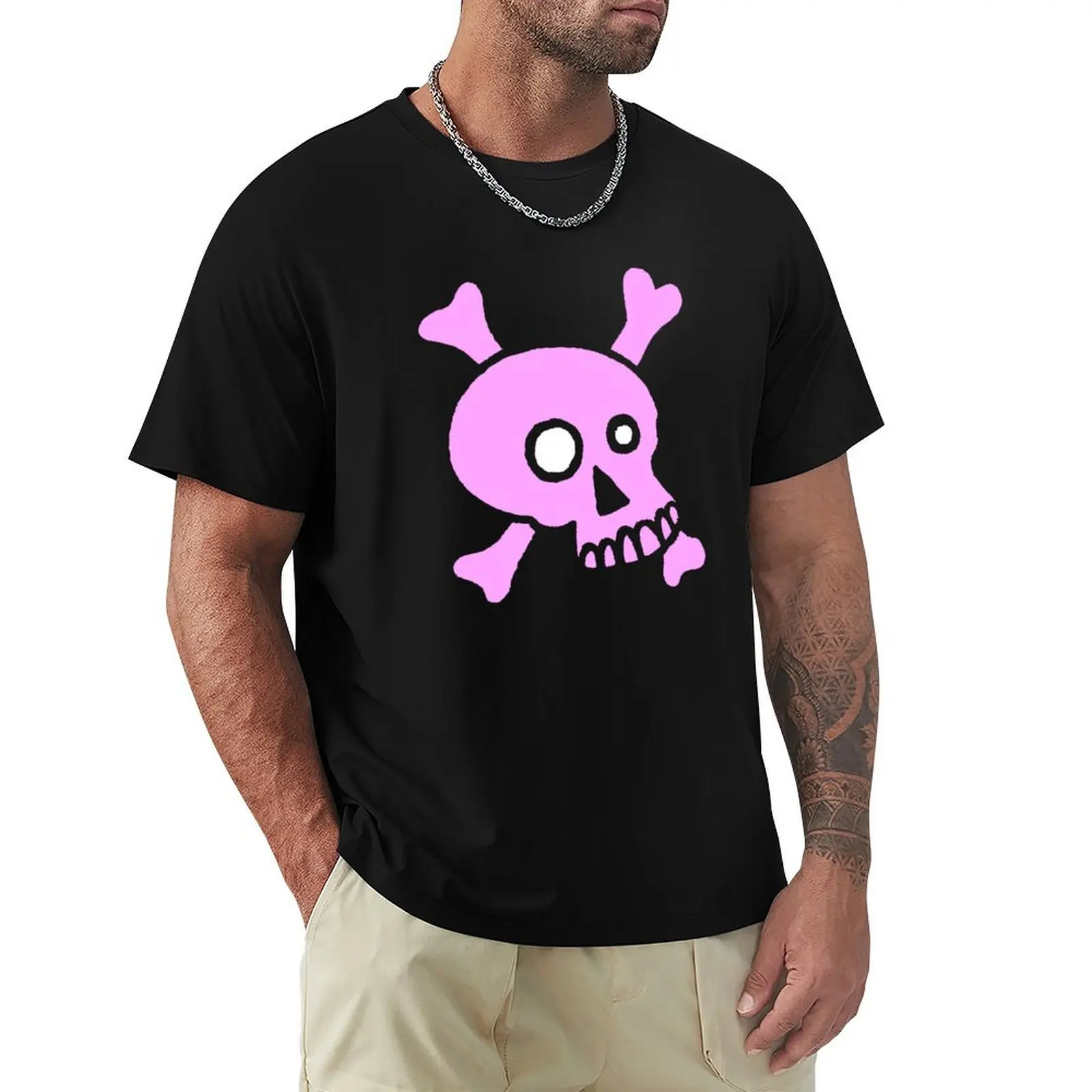 Skull n Bones Devoid - Pink T-Shirt Retro Graphic Print T-Shirt