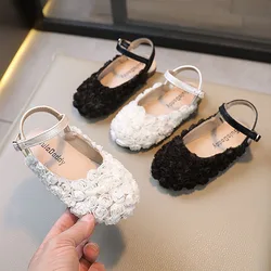 Fancy Lace Floral Slingback Sandals For Kids Brand Design Round Toe Rose Ballet Flats Child Wedding Flower Girl Shoes