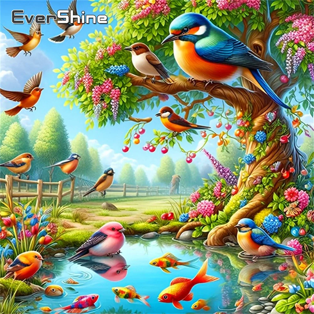 Evershine Vogel Diamant Malerei Tier Kreuzstich Mosaik Fisch voller Quadrat Bohrer Stickerei Blume Home Dekoration