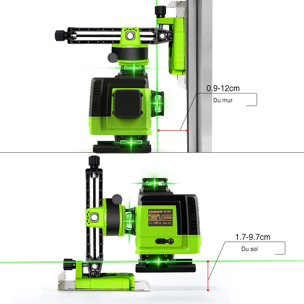 Clubiona 4D 16 lines Professional German Core Floor Ceiling Remote Control Green Line Laser Level with 5000mahs Li-Ion Battery