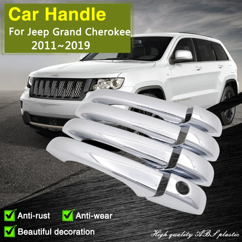 

Fit for Jeep Grand Cherokee WK2 2011~2019 Chrome Smart Door Handle Cover Car External Protective Film Style Accessories Stickers