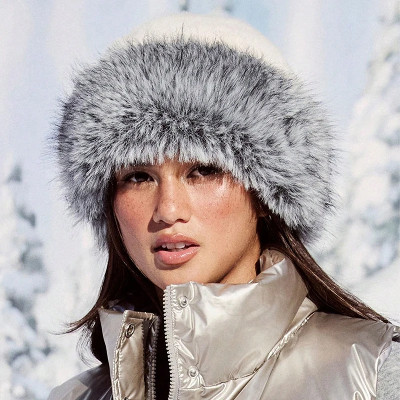1 Stück flauschiger zweifarbiger Fischerhut für Damen, flauschiger Winter-Wärmer-Eimerhut, modischer Komfort, geeignet für modische Streetwear