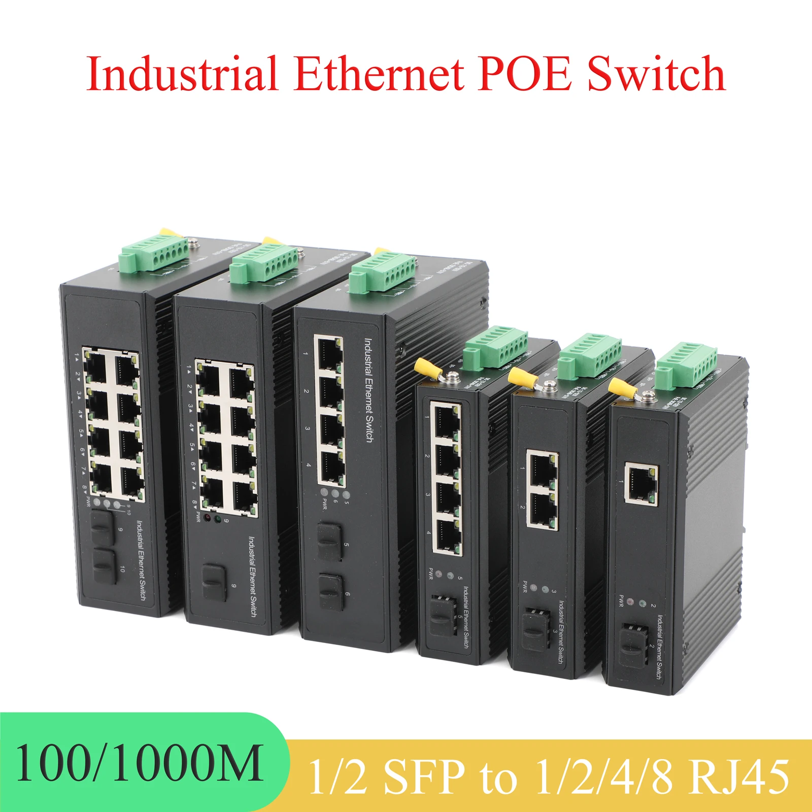 

Промышленный конвертер Gigabit SFP 1/2 SFP в 1/2/4/8 POE трансивер, оптоволоконный коммутатор 10/100/1000M для промышленных сетей
