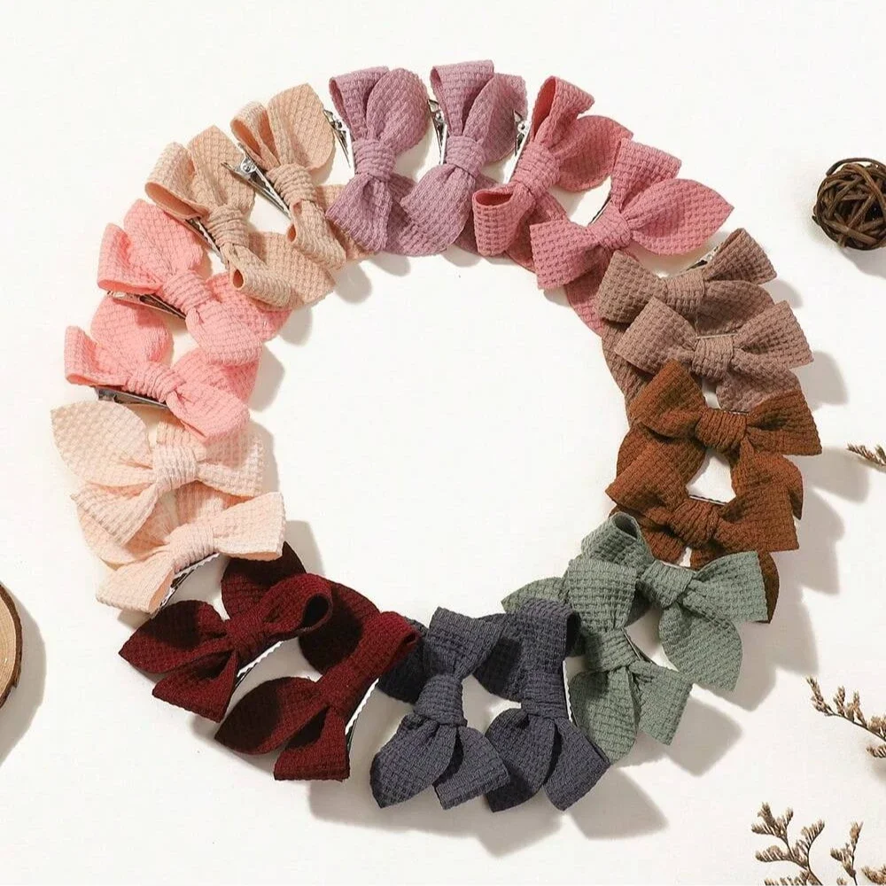 Bonbonfarbenes Band-Haarschleifen-Clips-Set für Babys, 20 Stück, 6,3 cm, niedliche handgefertigte Haarnadel-Haarspangen, Kinder-Haar-Accessoires