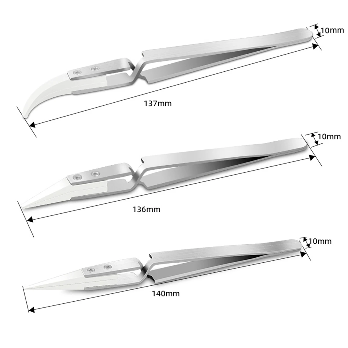 Cross Lock Ceramic Tweezers Stainless Steel Anti Static Insulated Anti Corrosion Electronic Component Repair Precision Tweezers