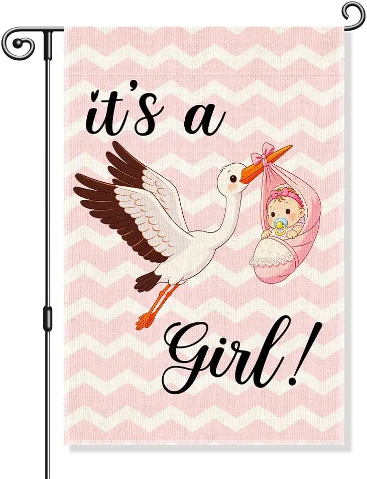 It's a Girl boy Garden Flag, Birth Announcement Yard Sign for Outside, Cute Baby Shower Gifts, Baby Shower Reveal Decor, jjp